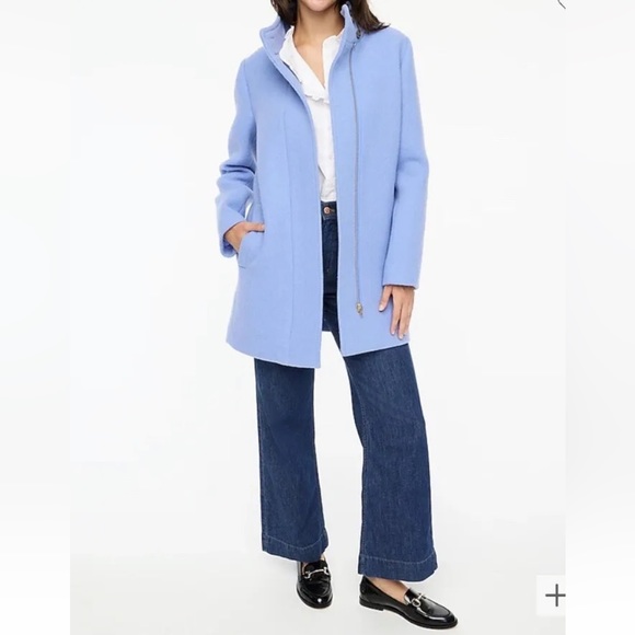 $298 J.Crew Factory Womens Button Neck Dusty Periwinkle Blue City Coat Sz 4 New - Picture 9 of 11